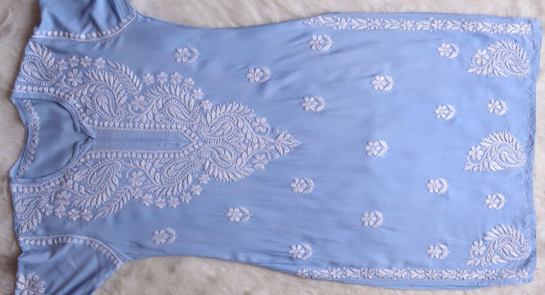 Tanera Ice Blue Long Rayon kurta