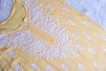 Suhana Pastel Yellow Short Rayon Kurta