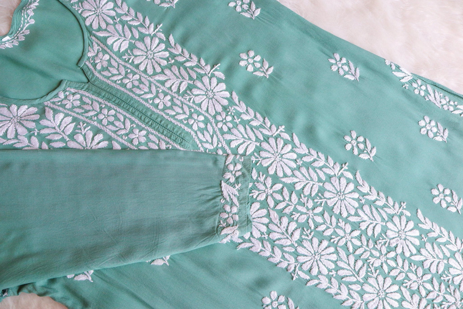 Zeena Sage Green Long Rayon Kurta