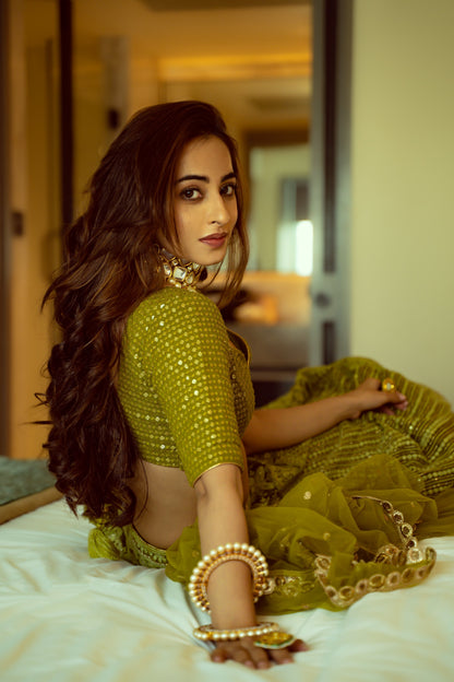 Niyati Fatnani Henna Green Kalidar Lehenga