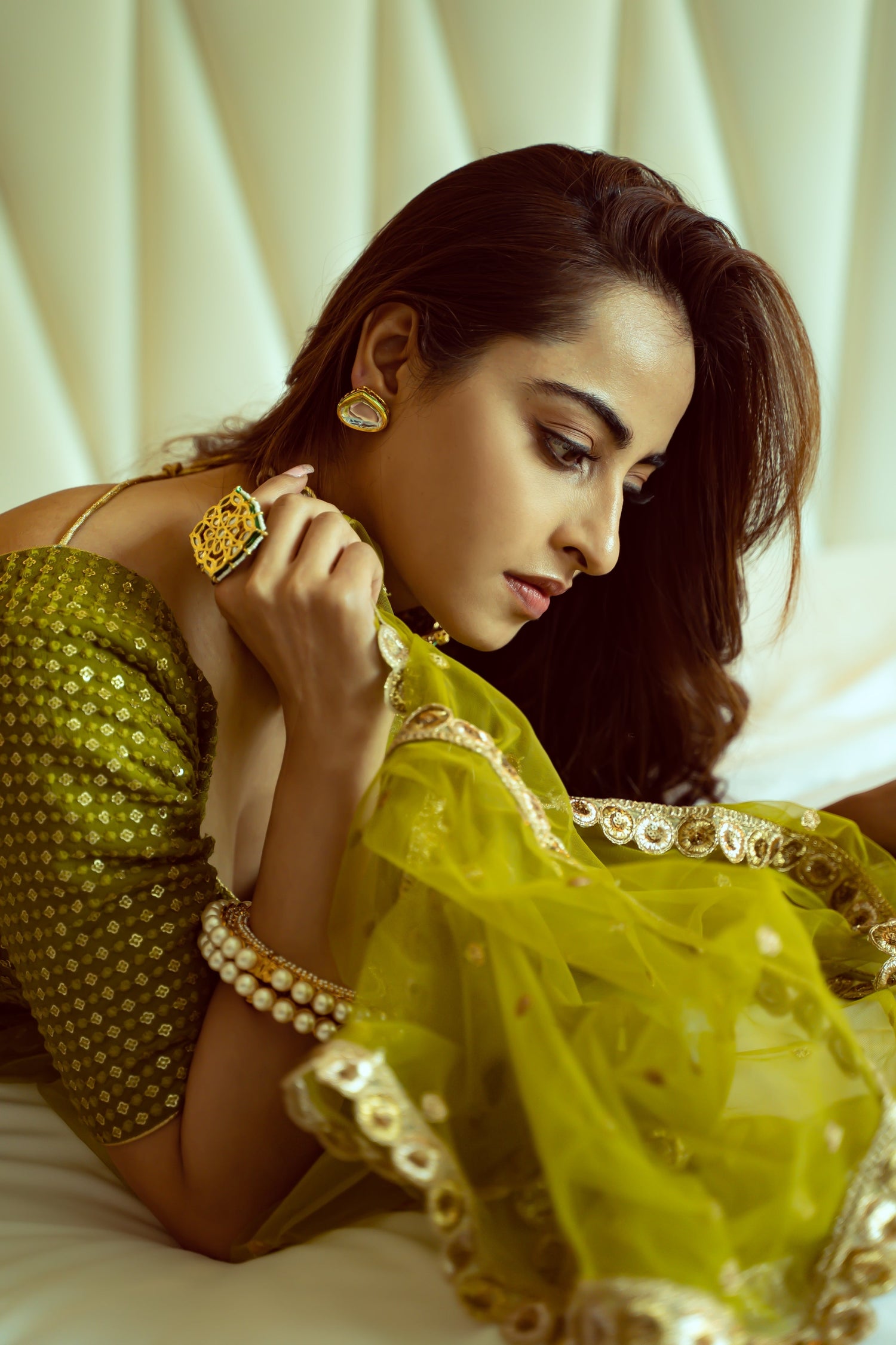 Niyati Fatnani Henna Green Kalidar Lehenga